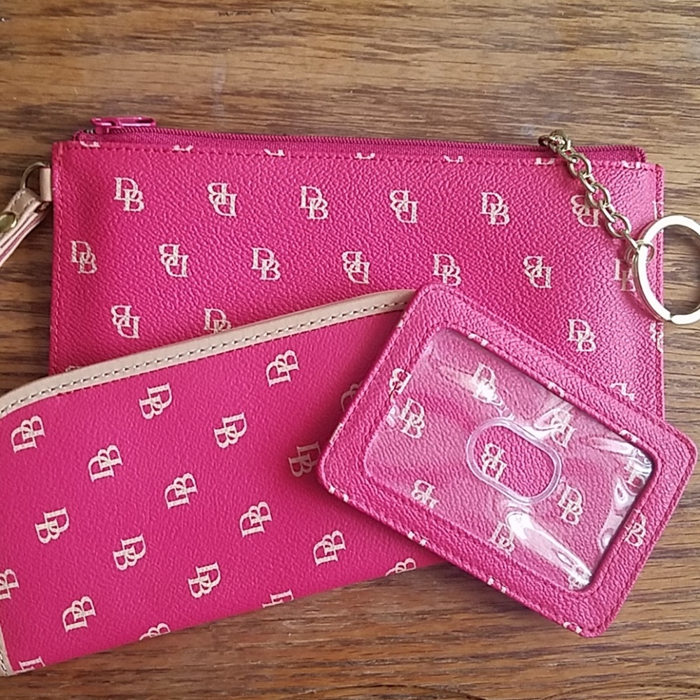 Dooney and Bourke wristlet, ID and glasses holder